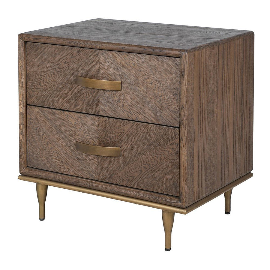 Hartlon Bedside Table - Oak and Oak Veneer