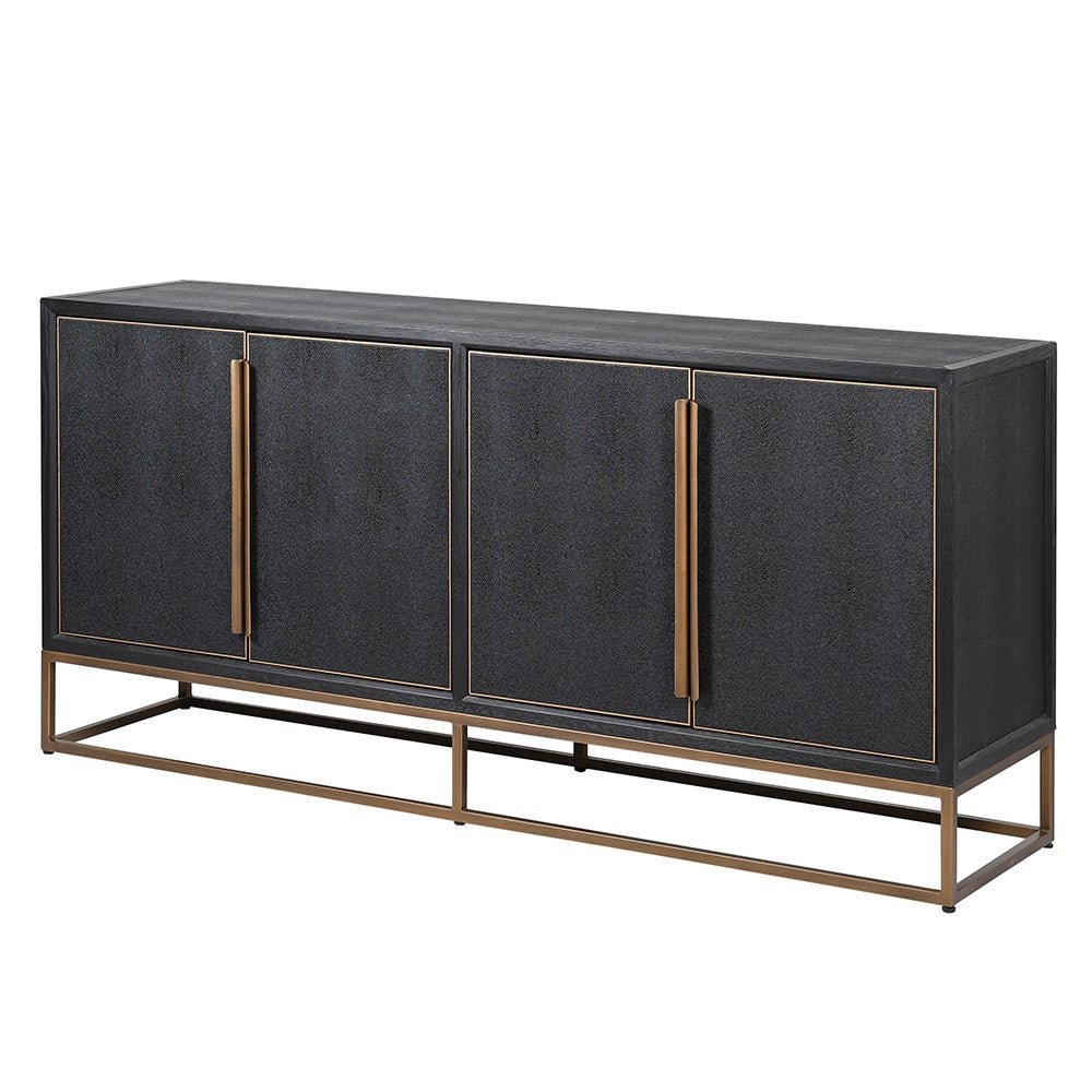 Havenridge Oak Sideboard with Faux Leather Accents