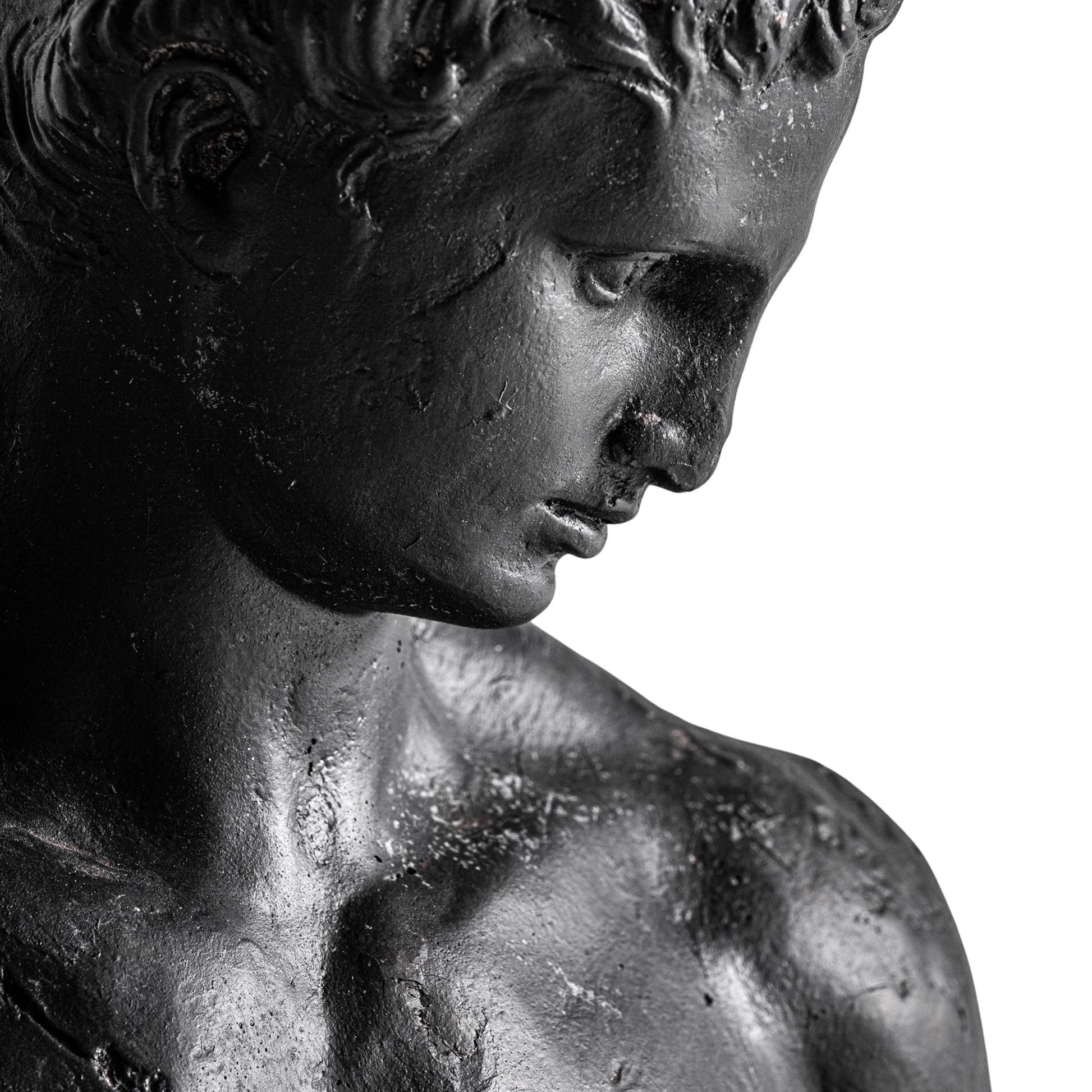 Helios Bust on Stand - Elegant Black Resin Sculpture - LUXONAS