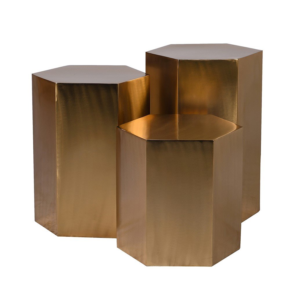 Hexagon Medium Gold Side Table - LUXONAS