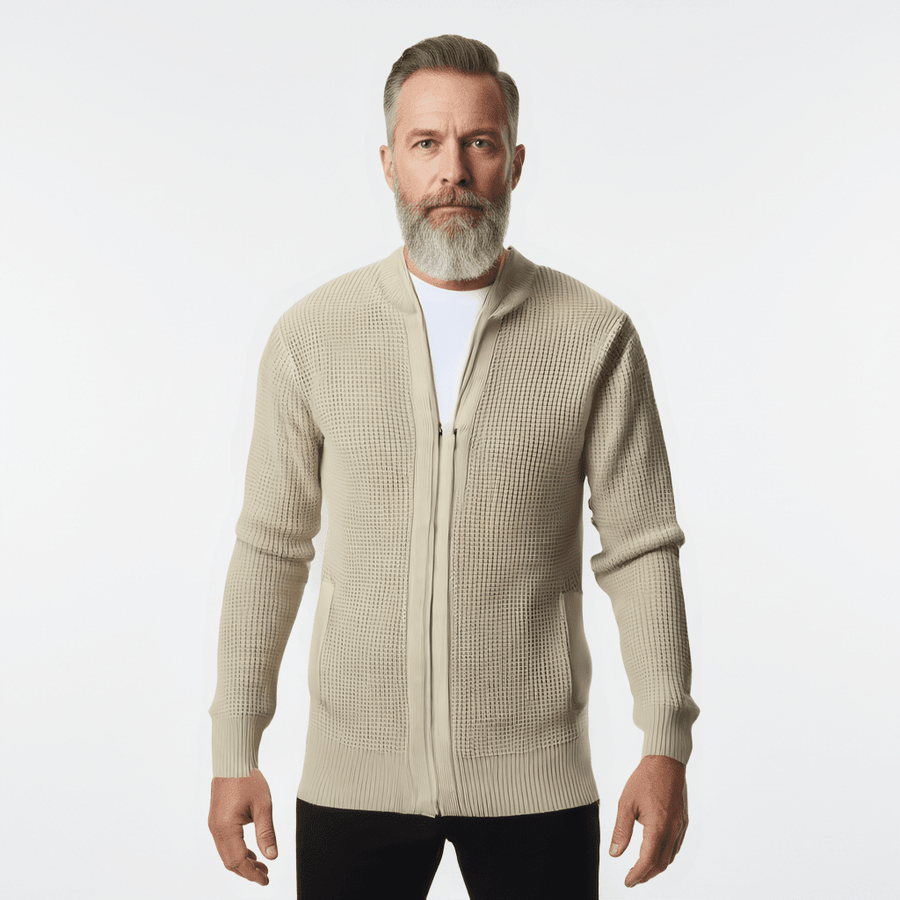 Honey Comb Cotton Zip-Up