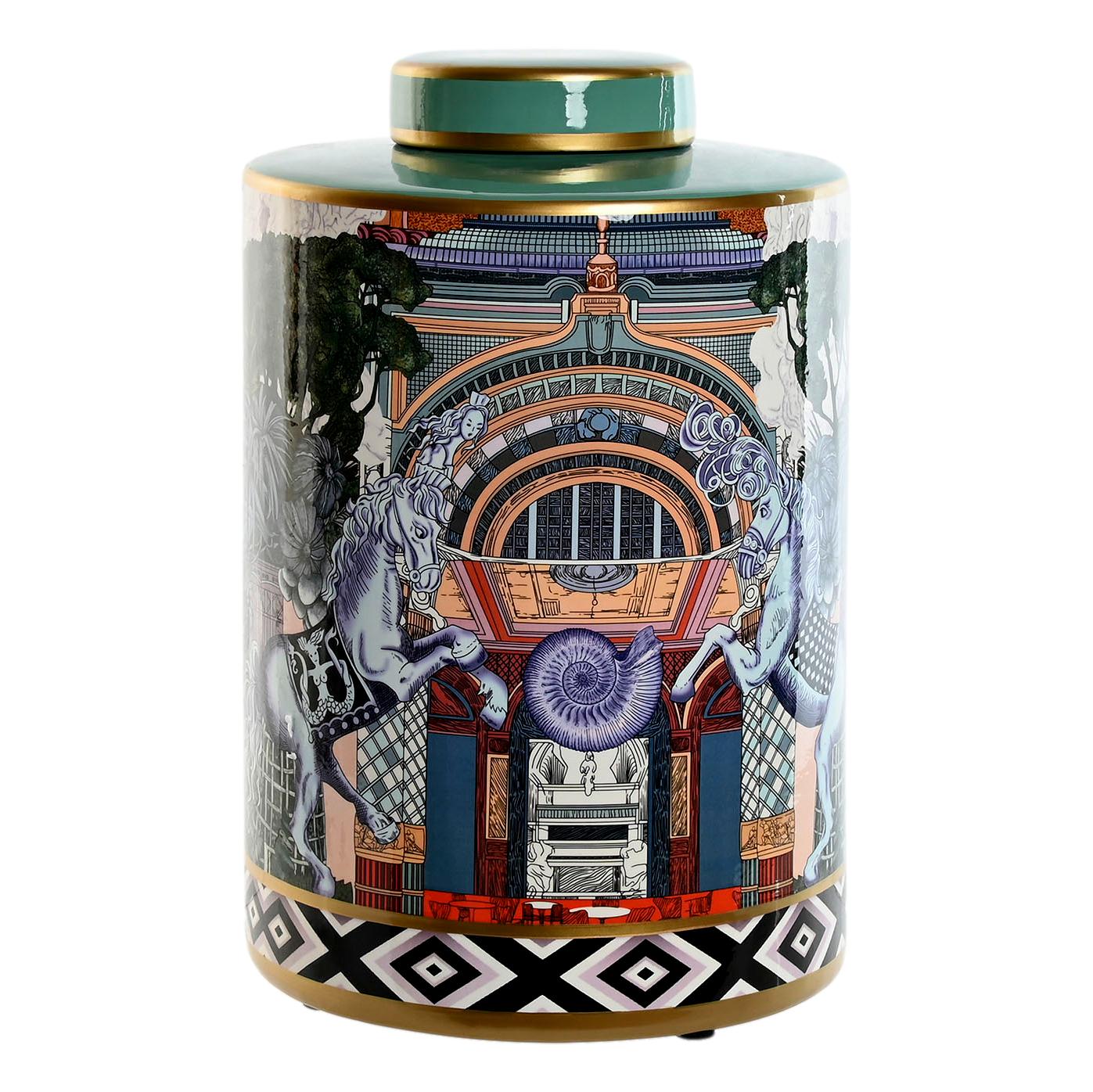 Horses Pattern Large Ceramic Jar