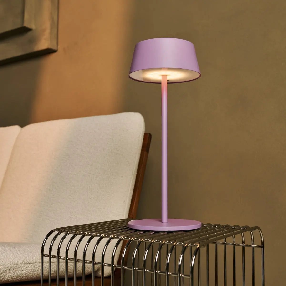 Hugo Violet Lila Rechargeable Table Lamp | Stylish, Dimmable Lamp & Cordless - LUXONAS HOME