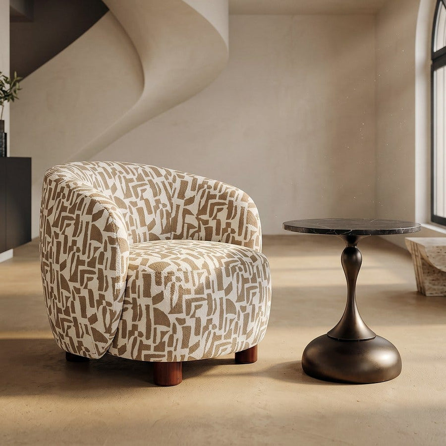Impressed Cream-Beige Armchair