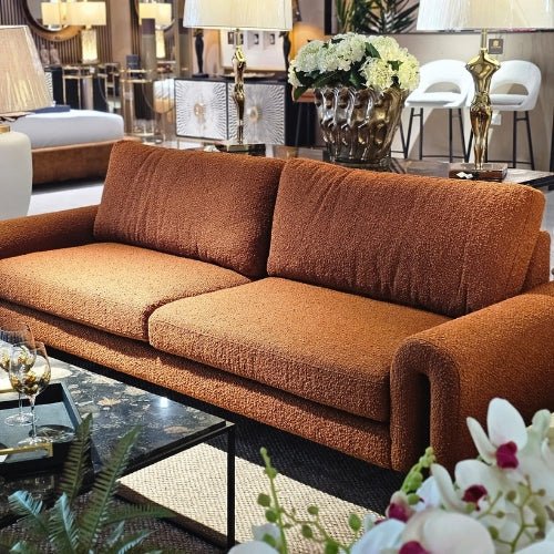 Iom Rust Boucle Sofa - LUXONAS HOME