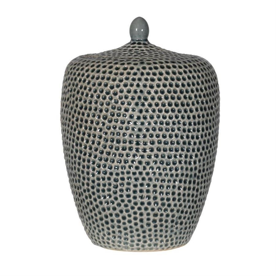 Khaki Mosaic Ceramic Dimple Jar w/Lid - LUXONAS