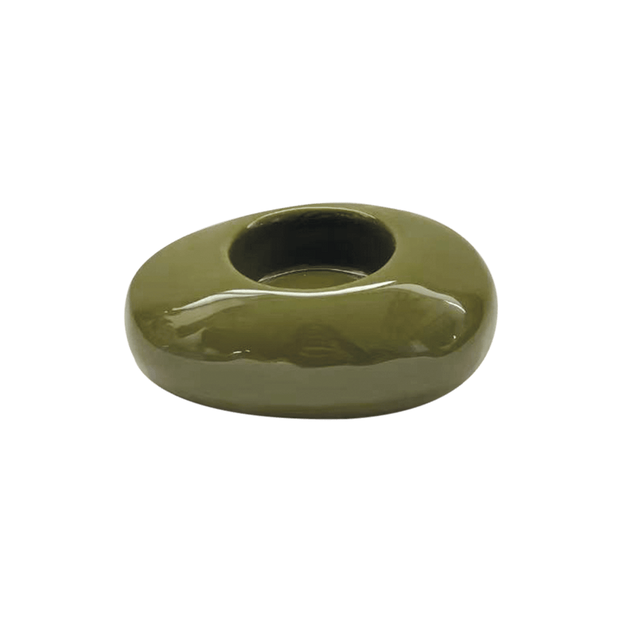 Khaki Pebble Ceramic Candle Holder