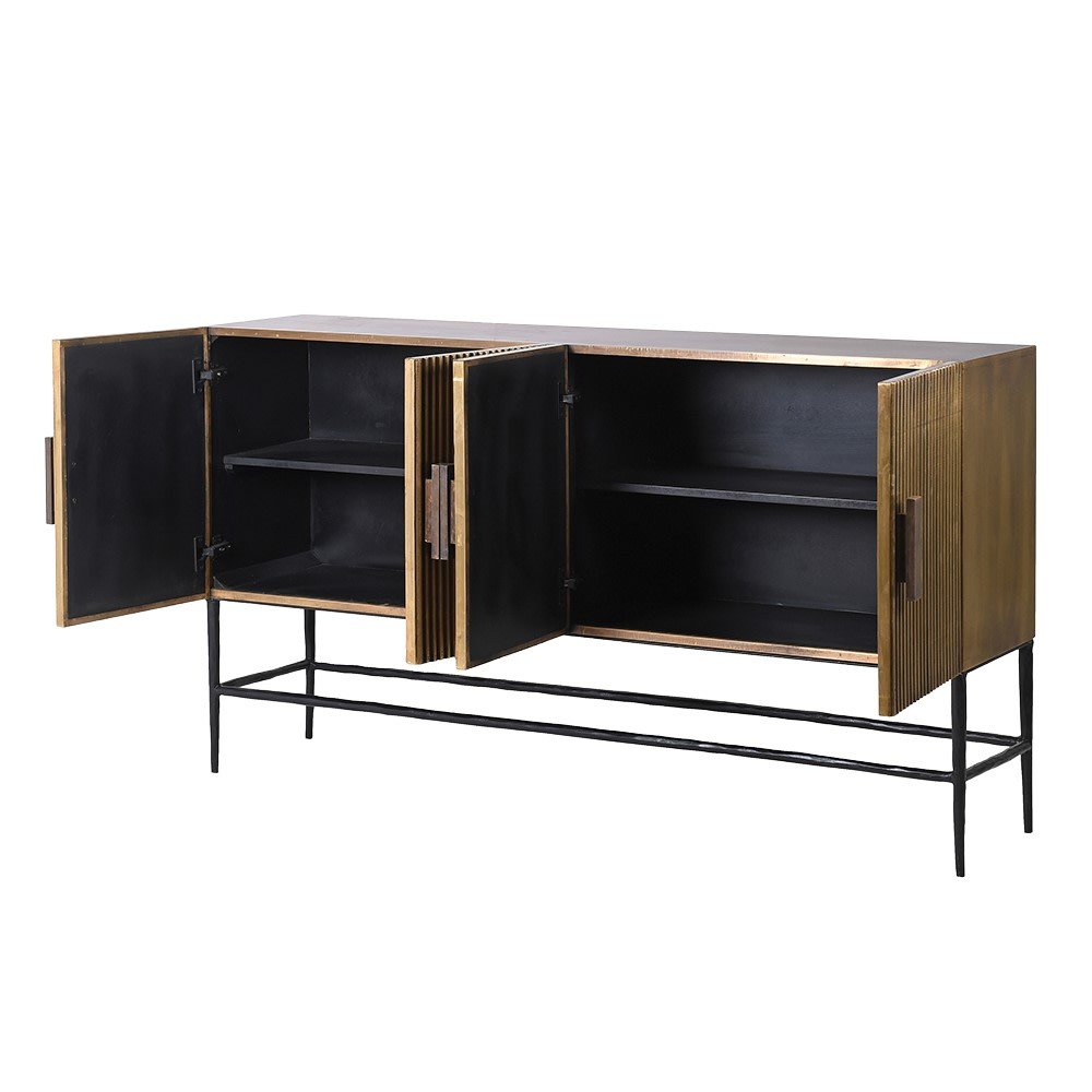 Krissa Brass 4 Door Sideboard - LUXONAS