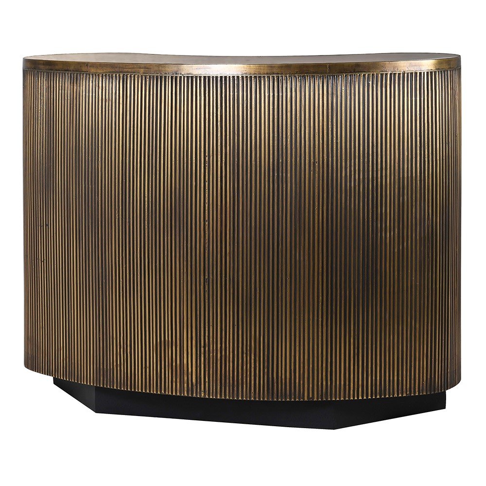 Krissa Brass Ribbed Bar - Elegant and Functional Home Bar - LUXONAS