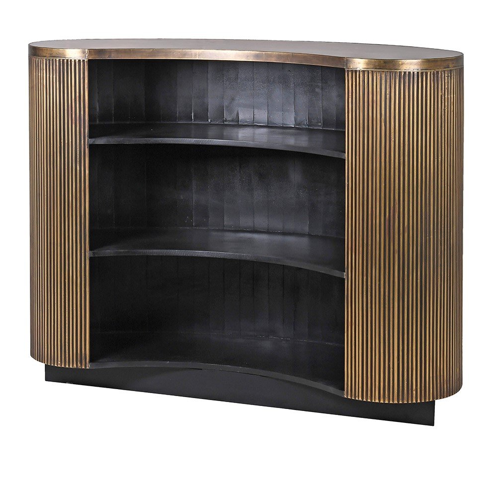 Krissa Brass Ribbed Bar - Elegant and Functional Home Bar - LUXONAS