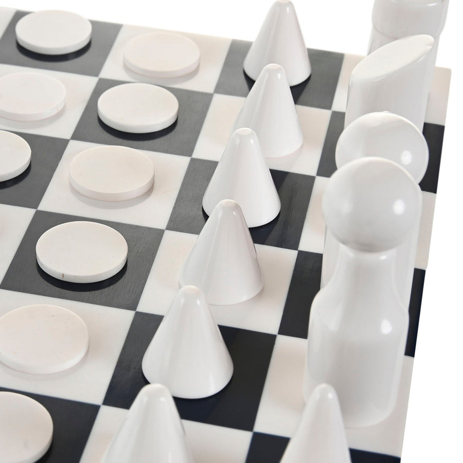 Lacquered Wood and Resin Chess Board,, Blue Finish