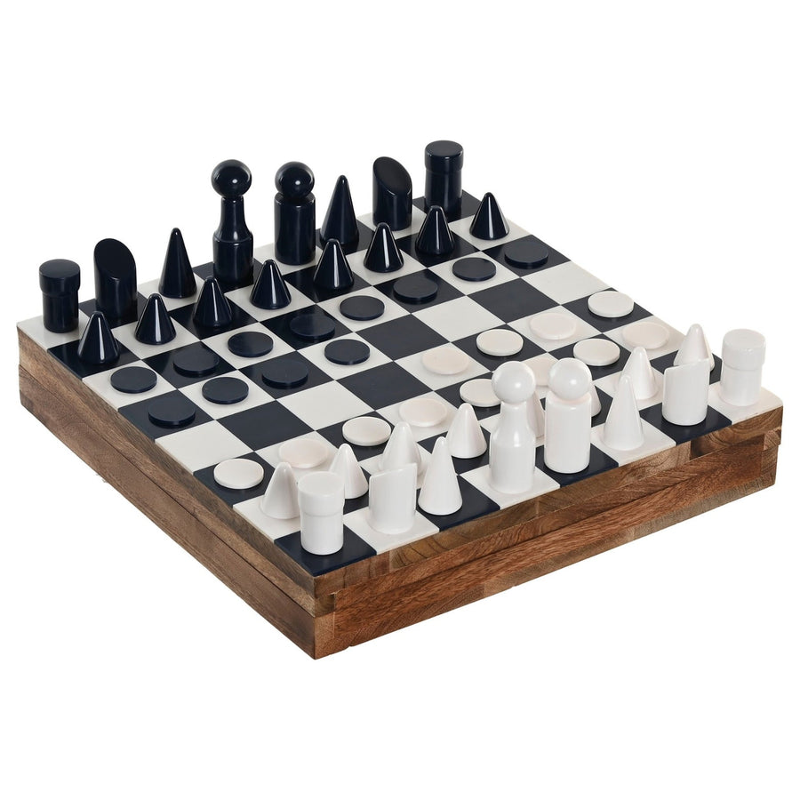 Lacquered Wood and Resin Chess Board,, Blue Finish