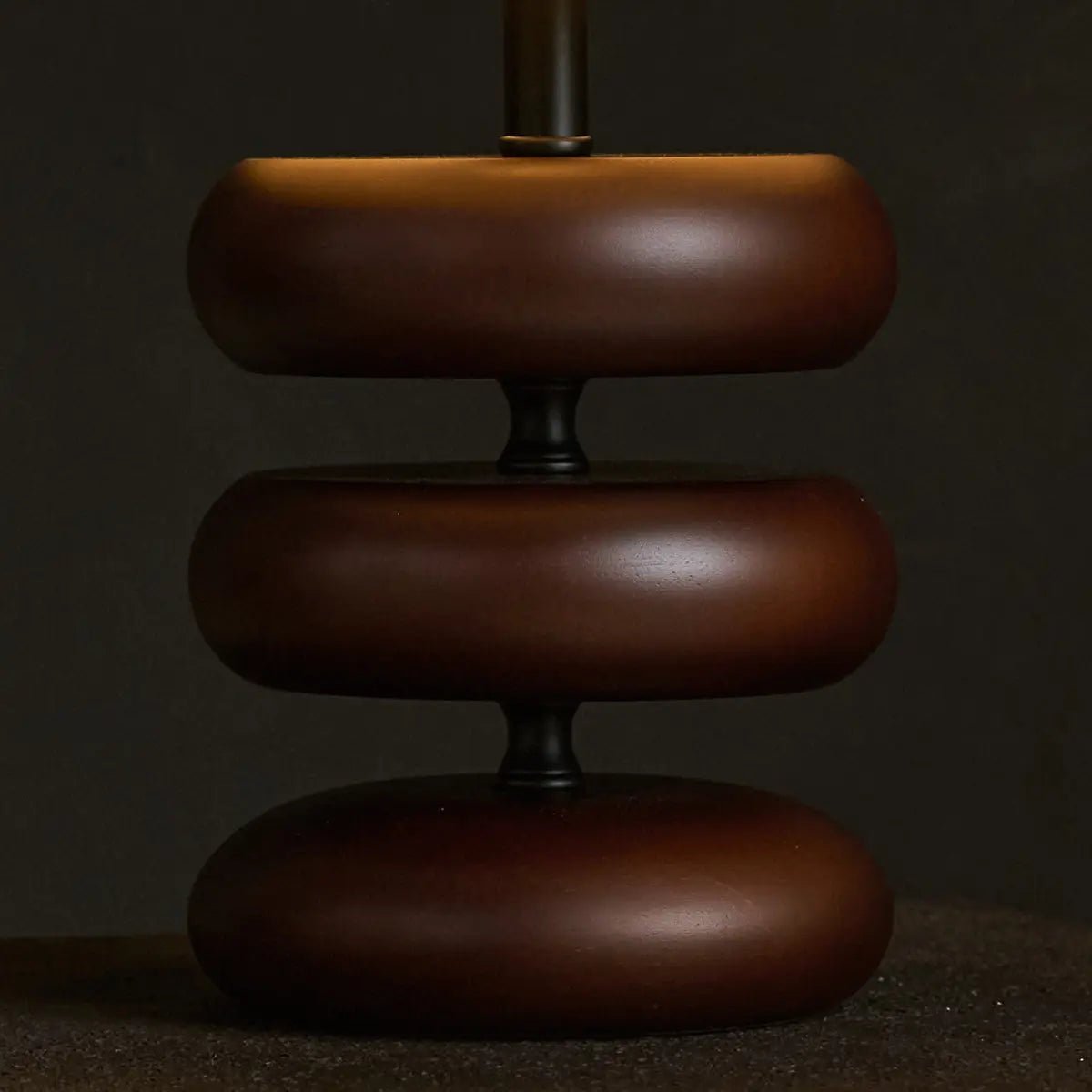 Lara Dark Brown Wooden Table Lamp with Cream Linen Shade | Rustic Home Lighting - LUXONAS HOME