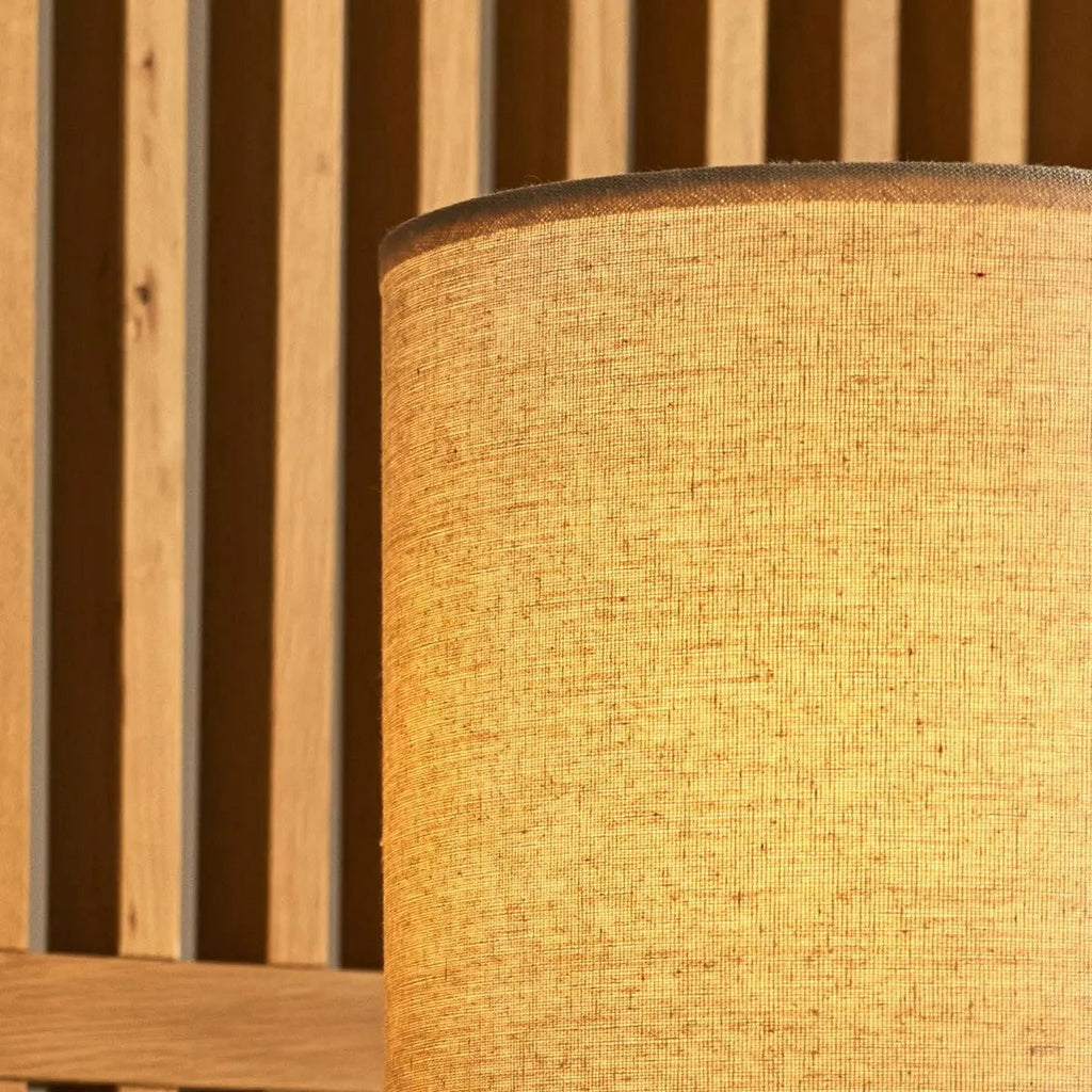 Lara Dark Brown Wooden Table Lamp with Cream Linen Shade | Rustic Home Lighting - LUXONAS HOME