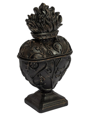 Large Antique Black Embossed "Sacred Heart" Trinket Box