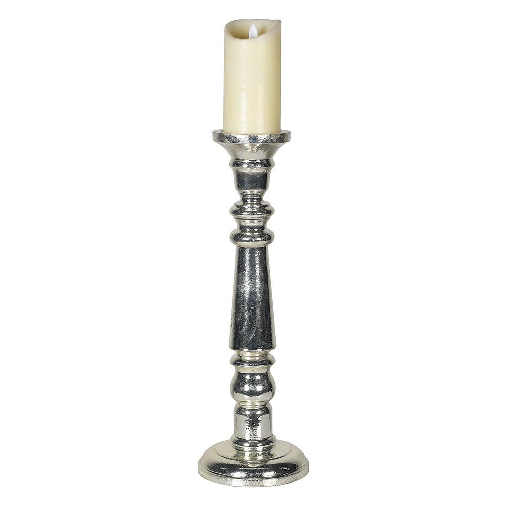 Large Antique Silver Candlestick - LUXONAS