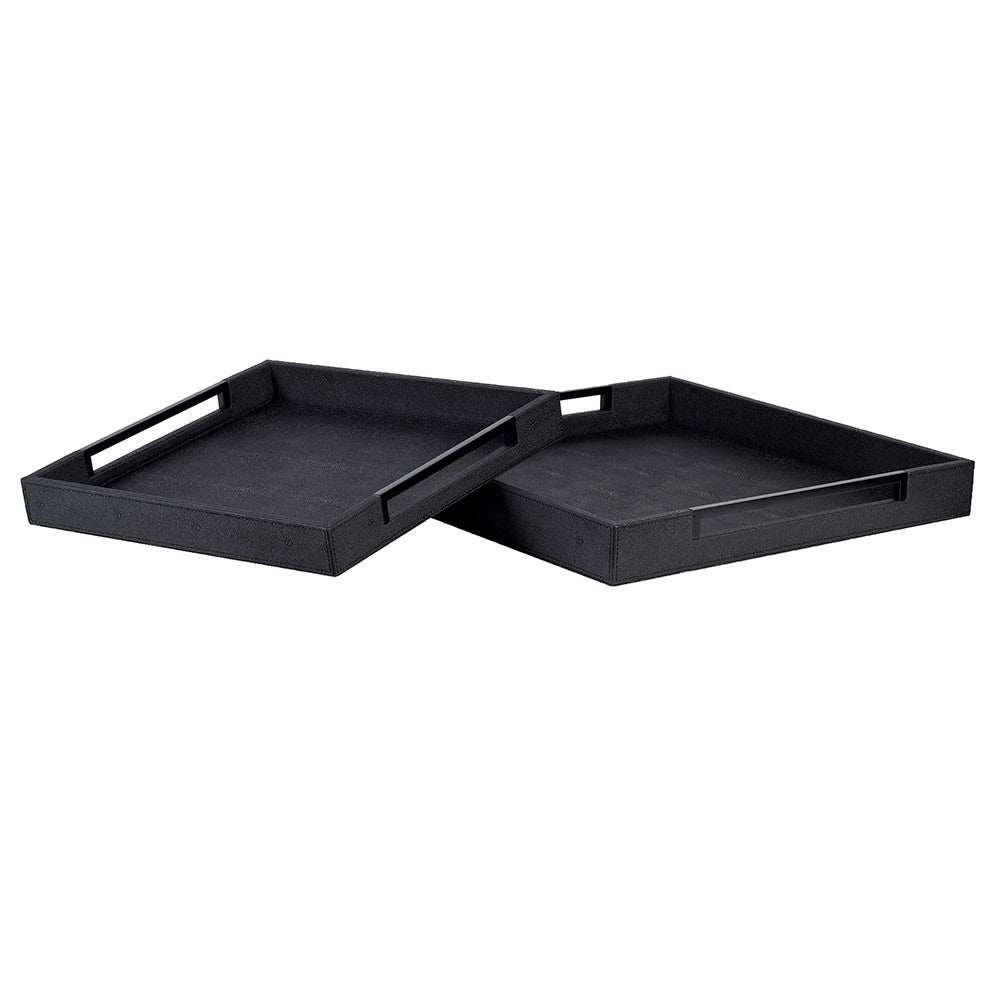 Large Black Faux Shagreen Tray - LUXONAS