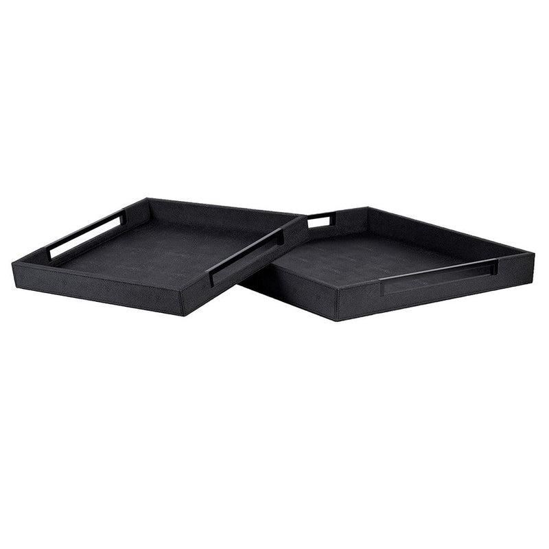 Large Black Faux Shagreen Tray