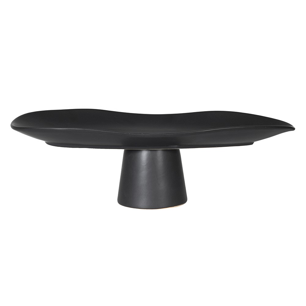 Large Black Pedestal Bowl - LUXONAS