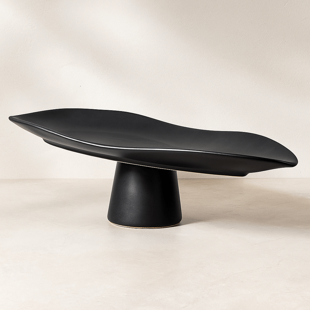 Large Black Pedestal Bowl - LUXONAS