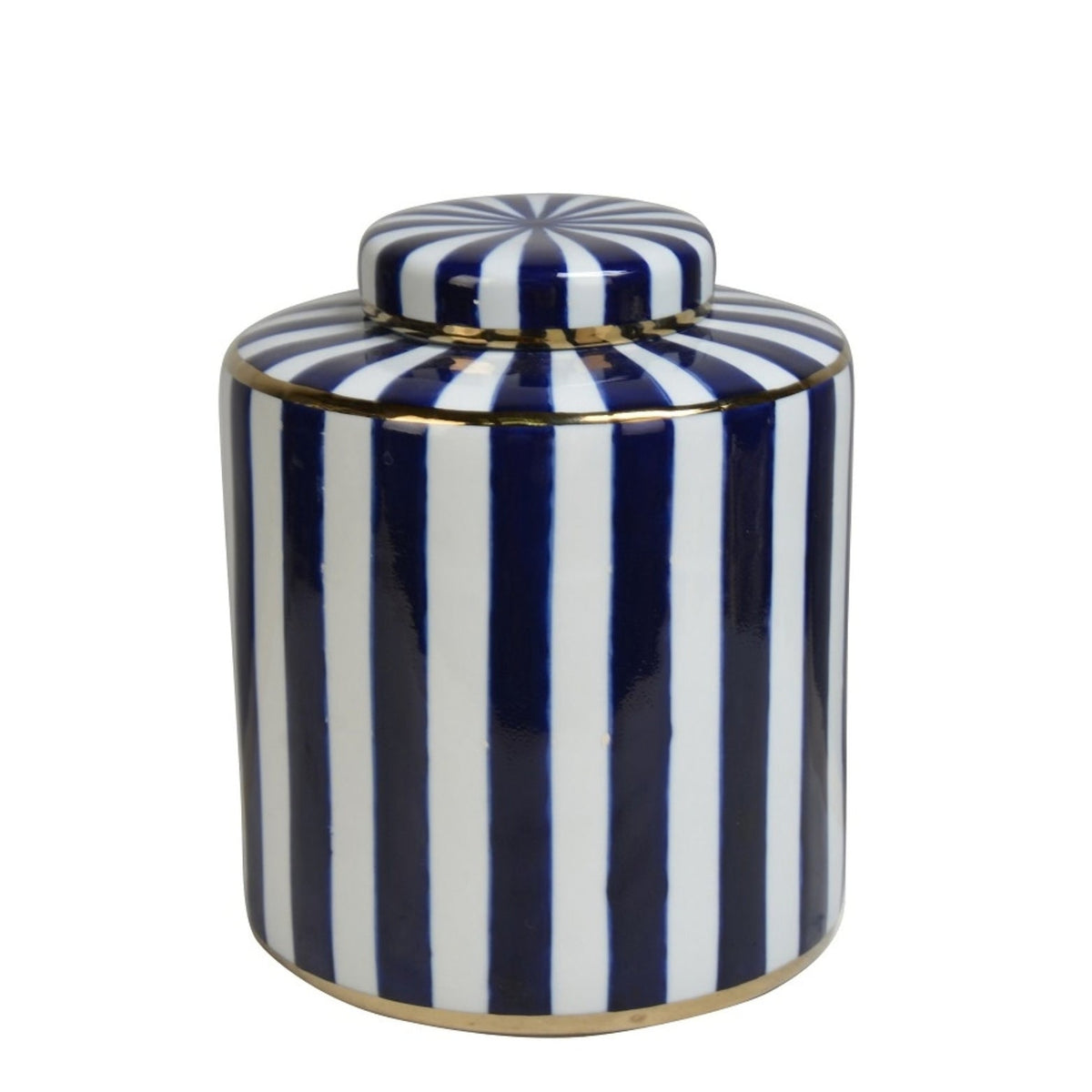 Large Ceramic Blue & White Jar 'Stripe'