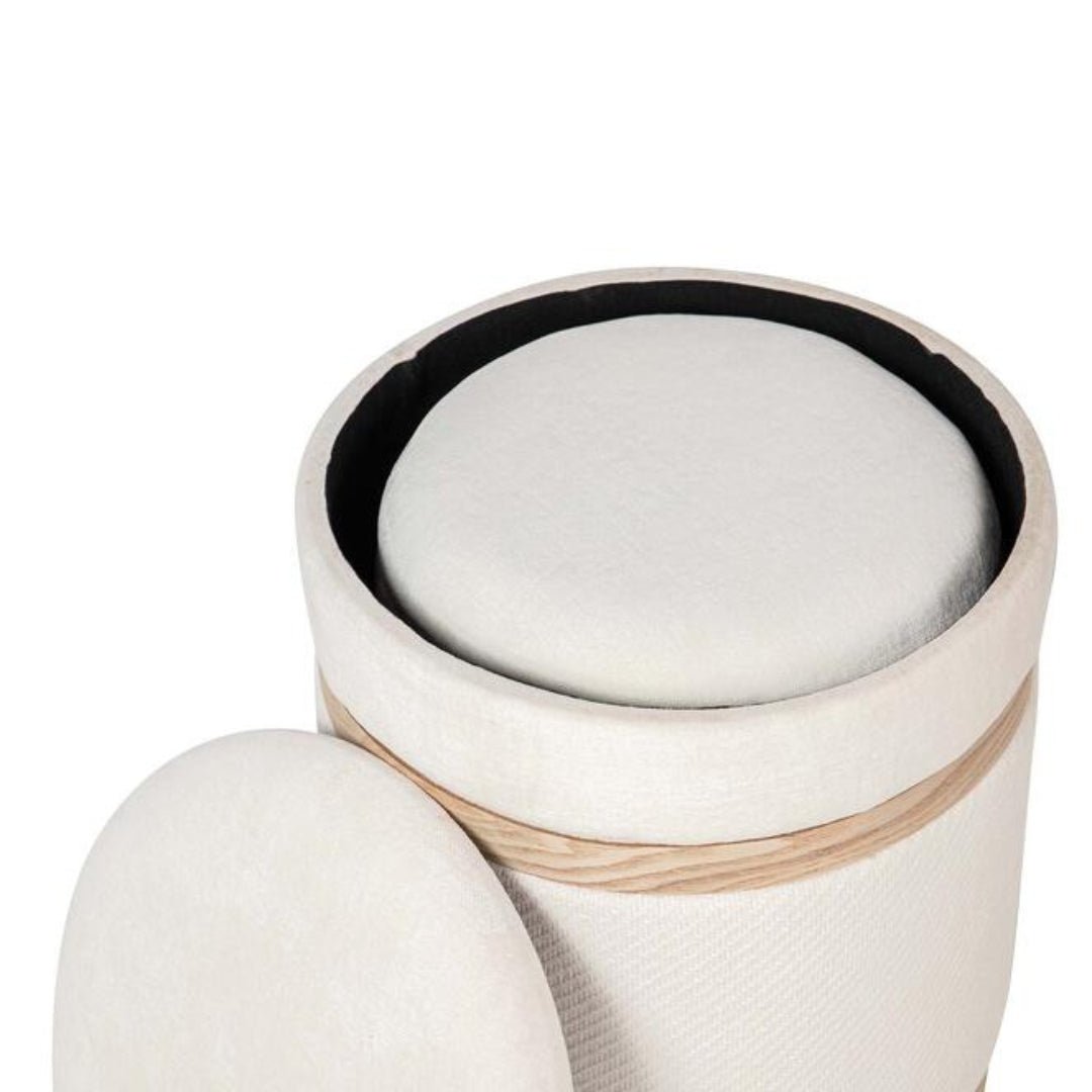 Large Cream & Wood Puff - LUXONAS