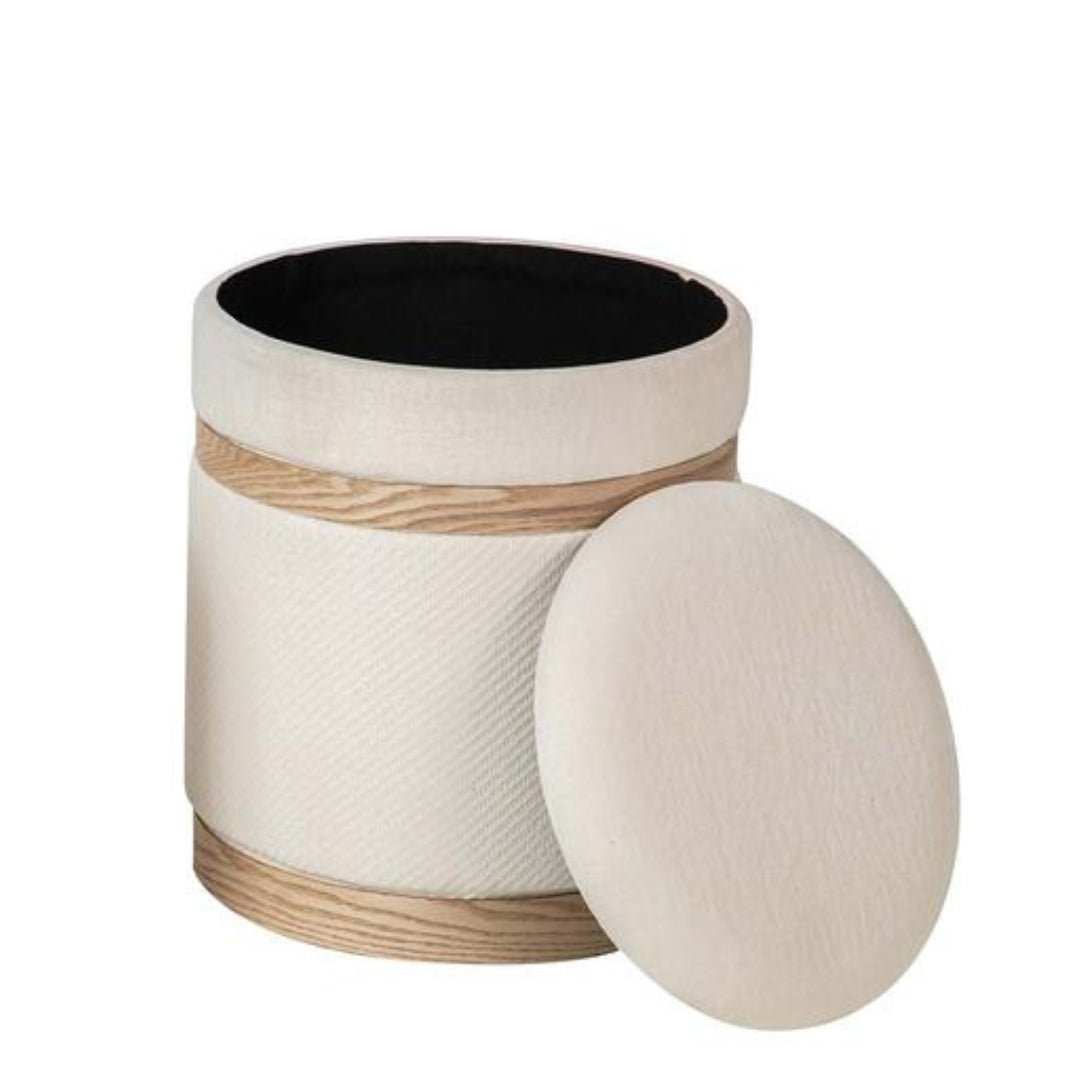 Large Cream & Wood Puff - LUXONAS