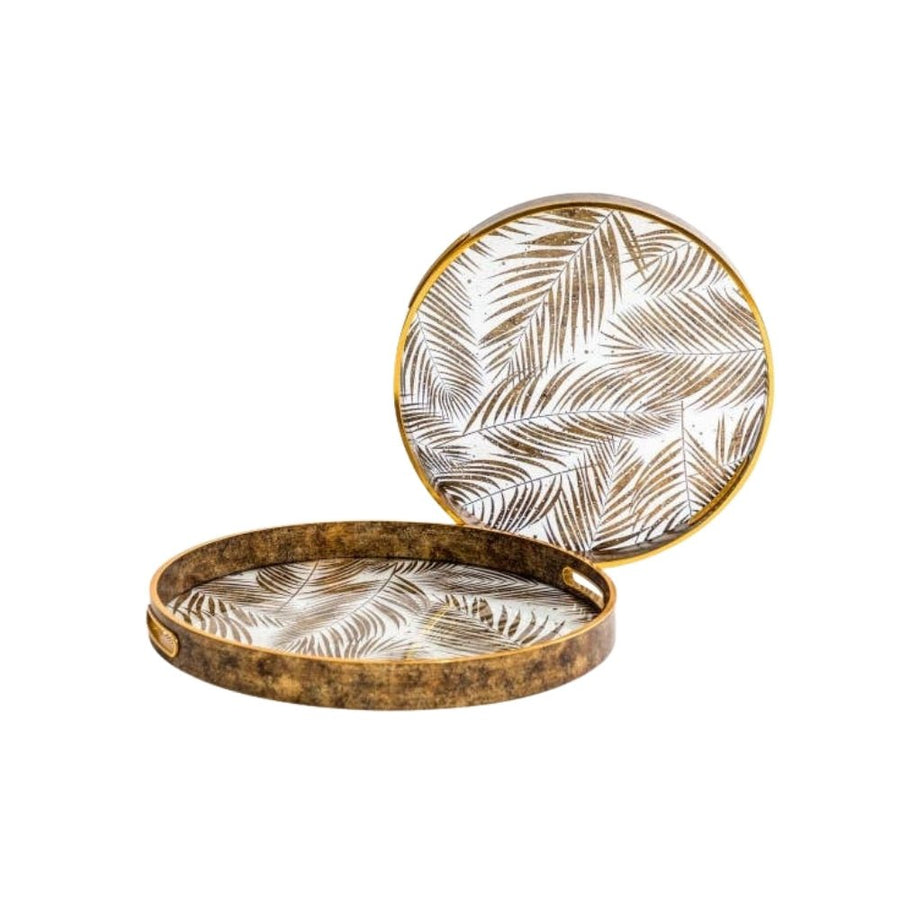 Large Dark Gold Tropical Leaf Serving Tray