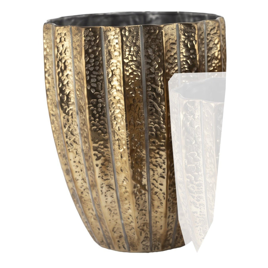 Large Gold Fluted Metal Vase