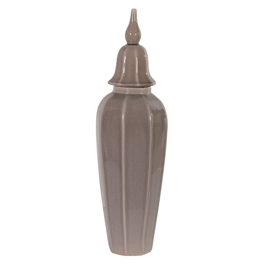 Large Grey Ceramic Jar with Lid