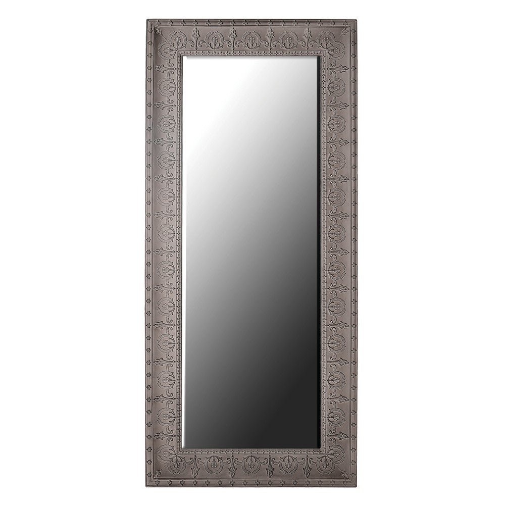 Large Grey Embossed Metal Mirror