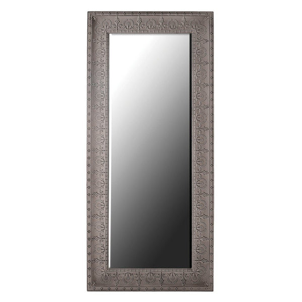 Large Grey Embossed Metal Mirror
