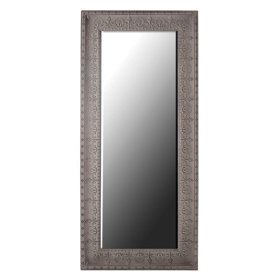 Large Grey Embossed Metal Mirror