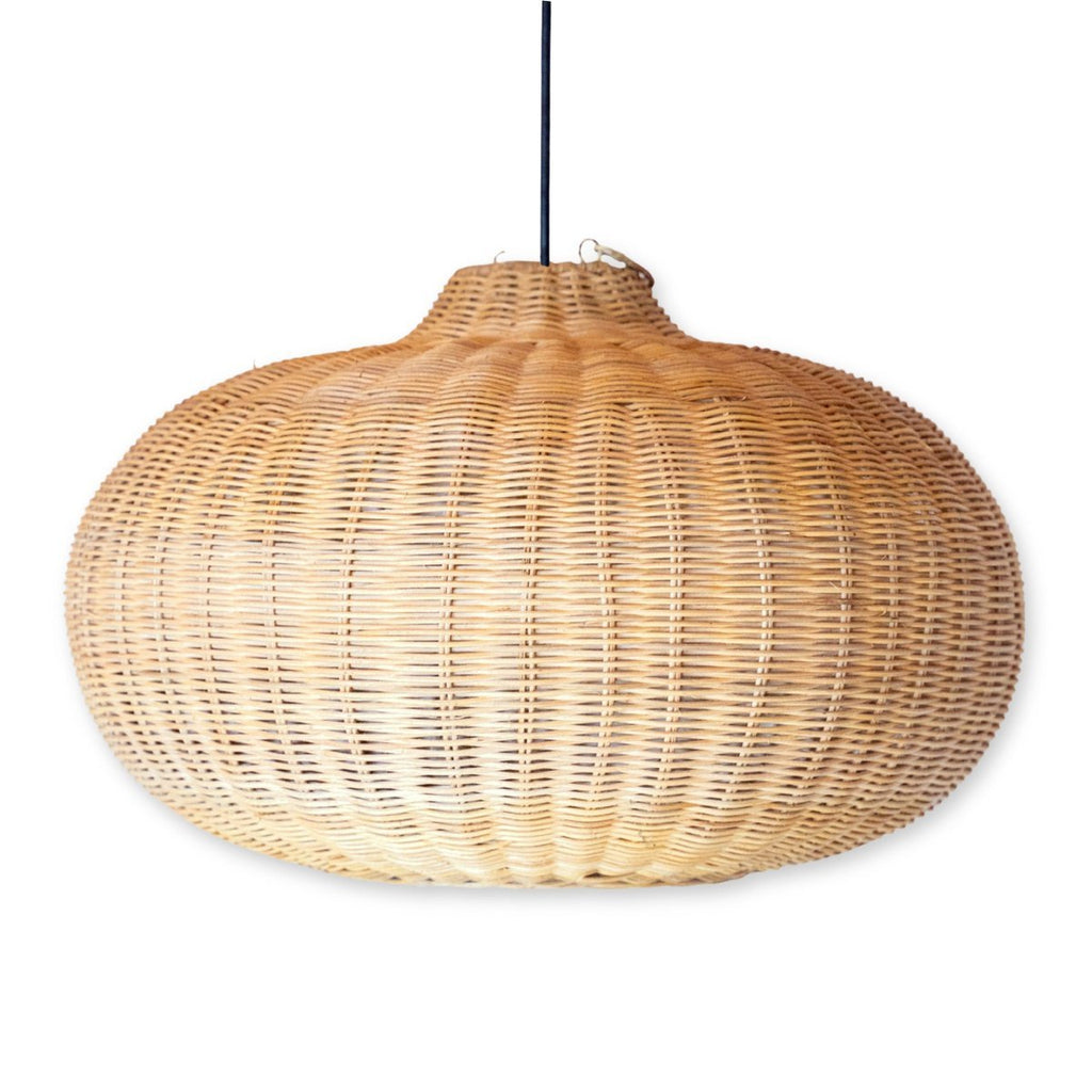 Large Rattan Lampshade – Round Boho Pendant Light – Handmade Rattan Hanging Lamp – Natural Fibre Woven Lampshade (Ø 56 cm) ANJANI - LUXONAS HOME