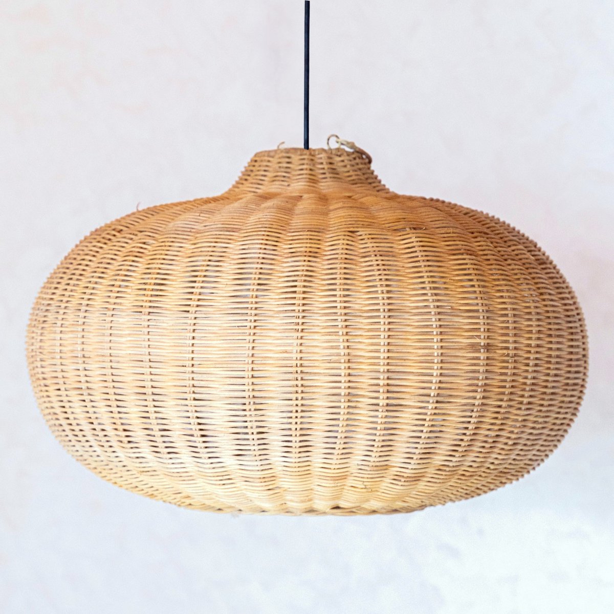 Large Rattan Lampshade – Round Boho Pendant Light – Handmade Rattan Hanging Lamp – Natural Fibre Woven Lampshade (Ø 56 cm) ANJANI - LUXONAS HOME
