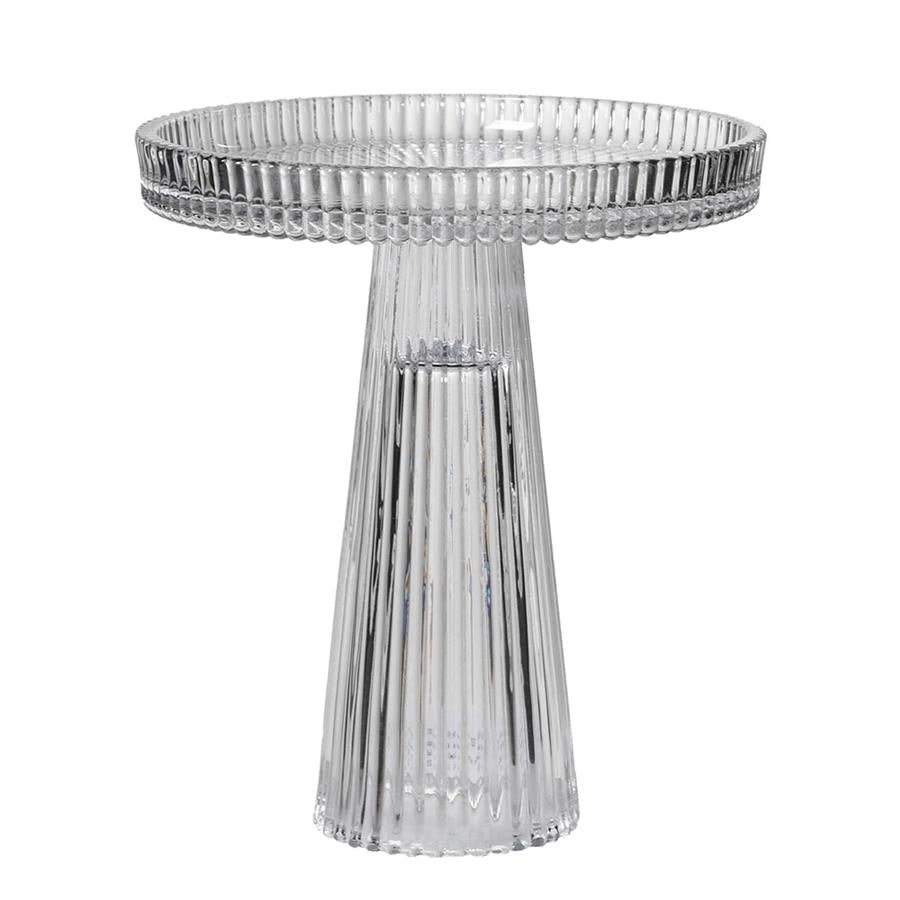 Large Ribbed Glass Cake Stand