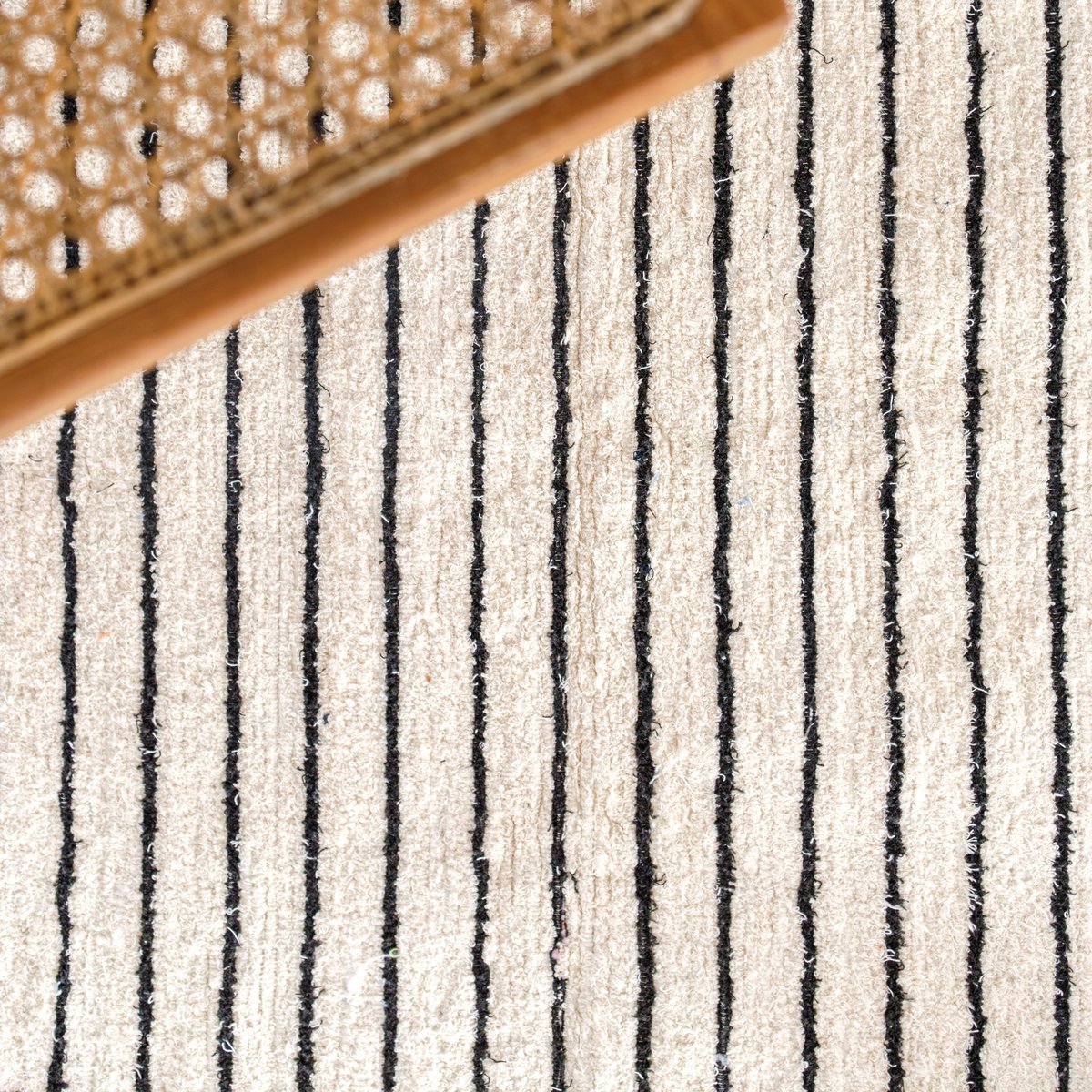 Large Rug made from White Cotton with Black Stripes 150x120 cm KERTA Handwoven - LUXONAS HOME