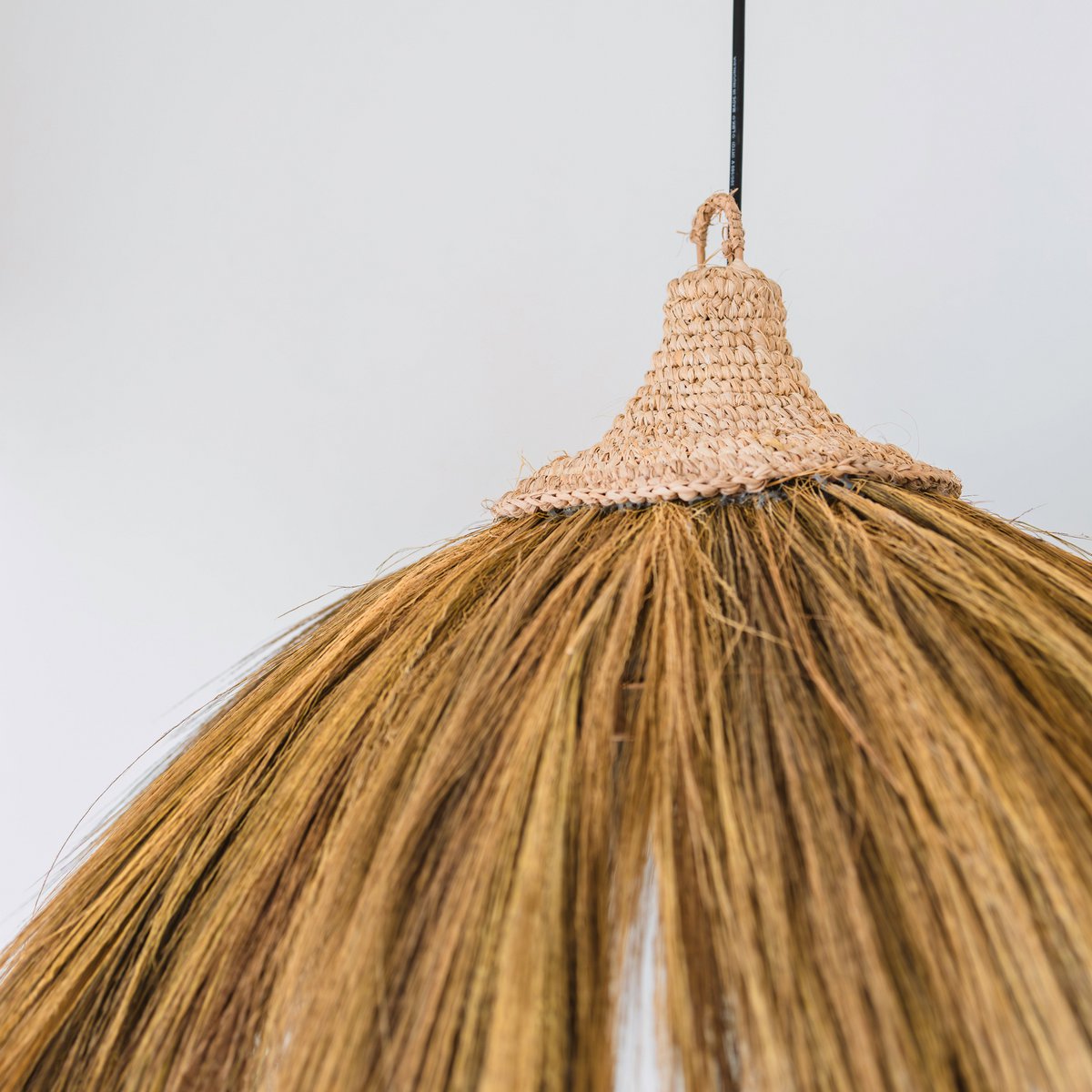Large Seagrass Lampshade – Natural Pendant Light with Fringes – Boho Pendant Light – Handmade Tropical Hanging Lamp MAWANA (Ø 53 cm) - LUXONAS HOME