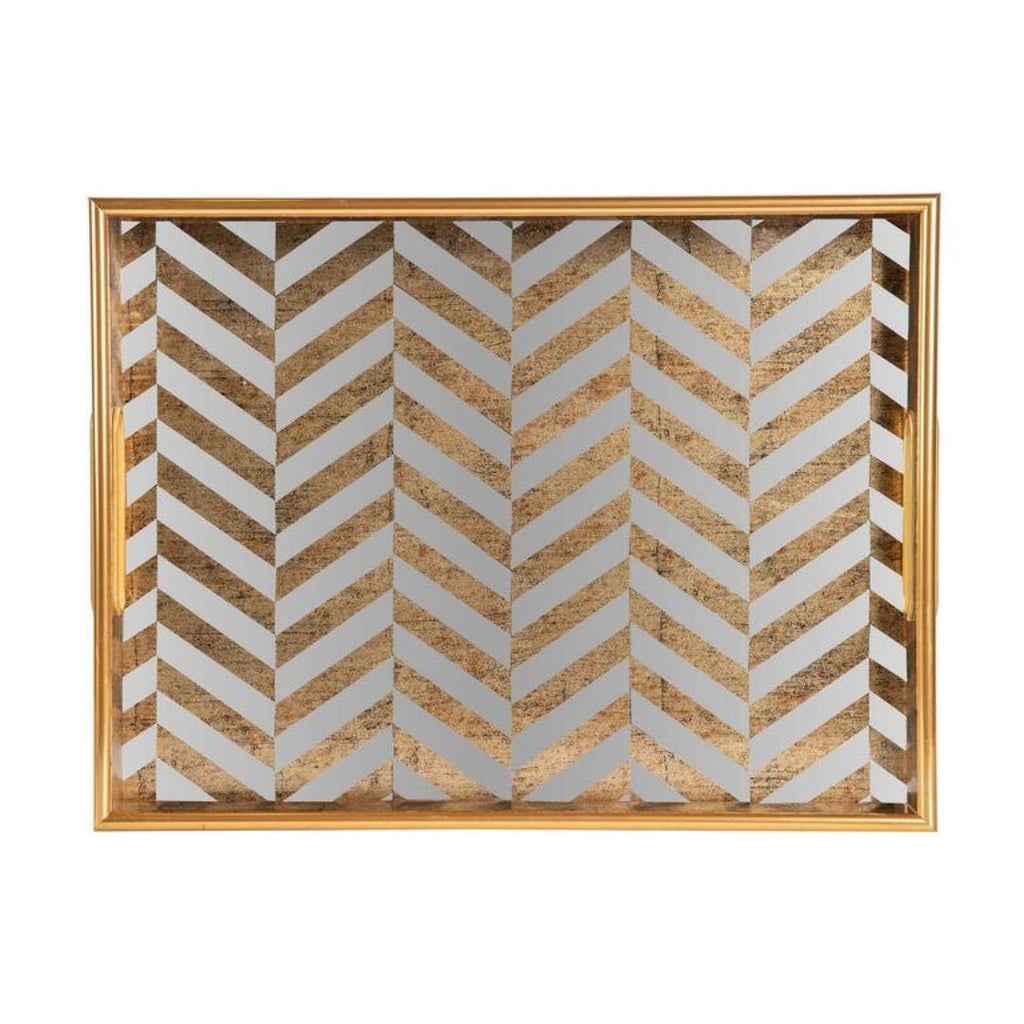 Large Stripped Mirror Tray for Elegant Decor
