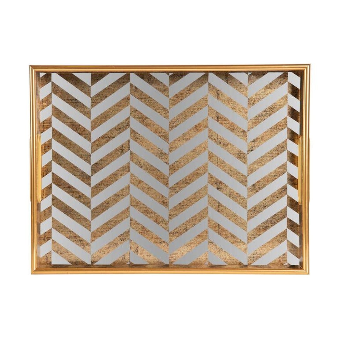 Large Stripped Mirror Tray for Elegant Decor