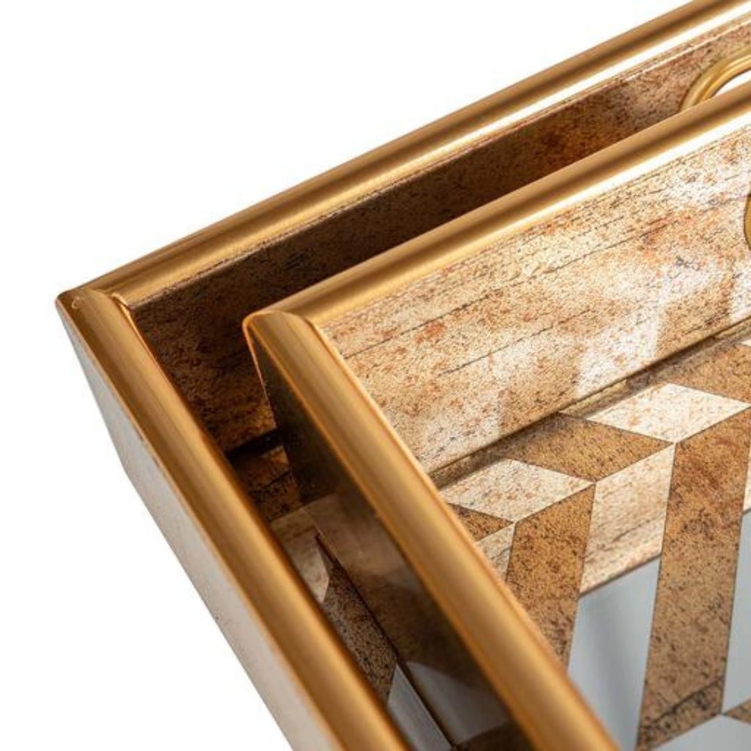 Large Stripped Mirror Tray for Elegant Decor - LUXONAS