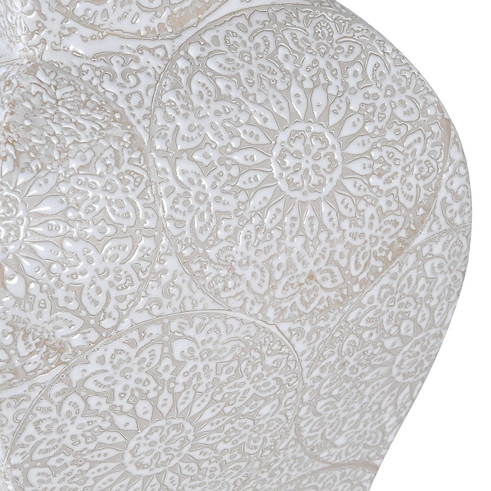 Large White Dimpled Ginger Jar - LUXONAS