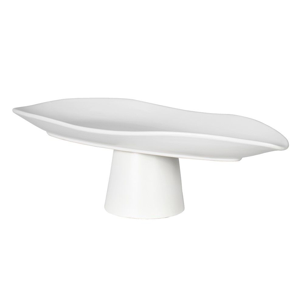 Large White Pedestal Bowl - LUXONAS