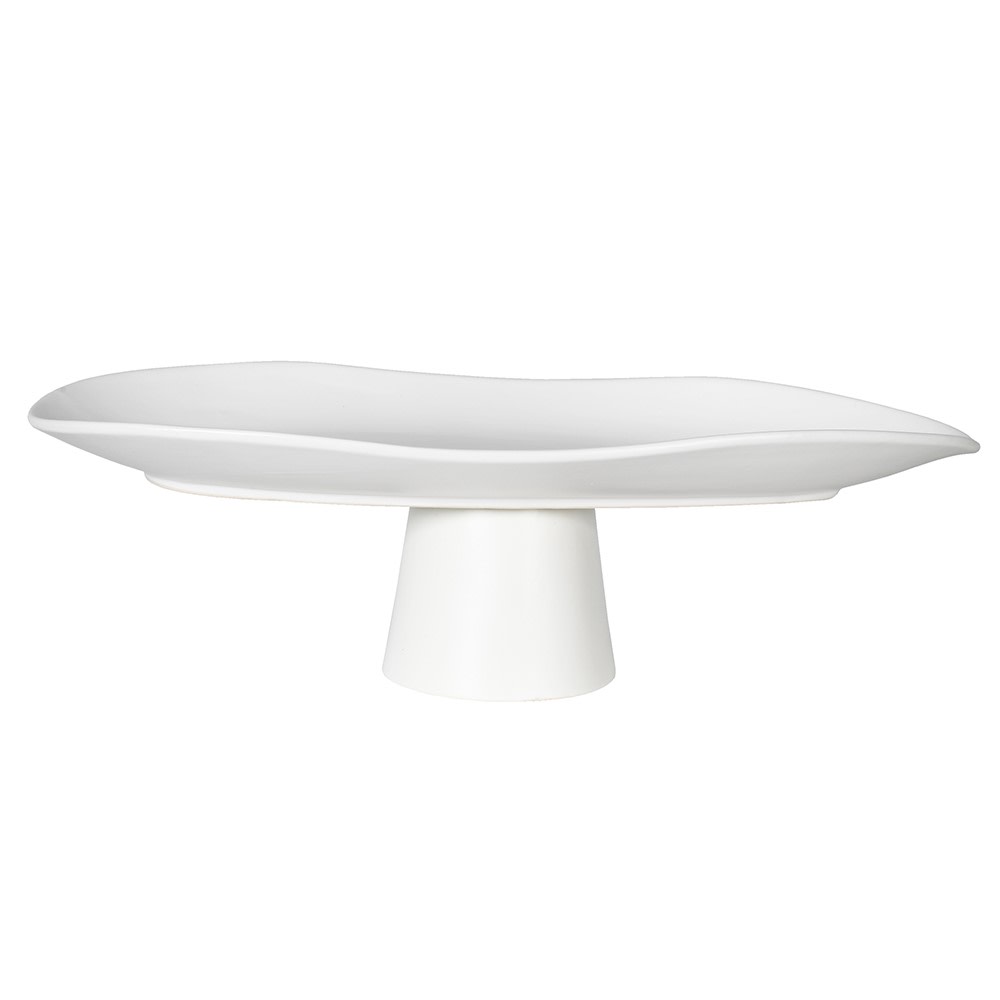 Large White Pedestal Bowl - LUXONAS