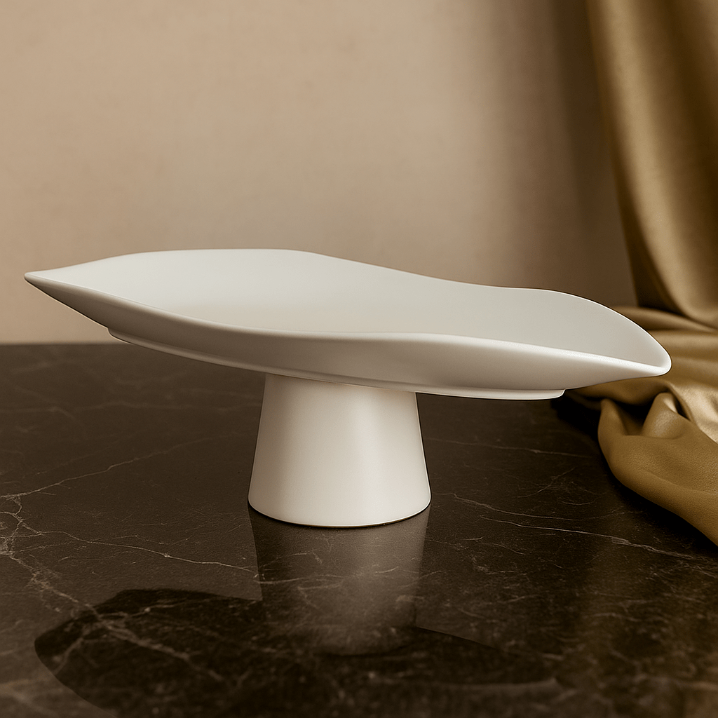 Large White Pedestal Bowl - LUXONAS