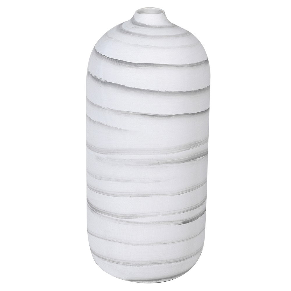 Large White Stripe Vase
