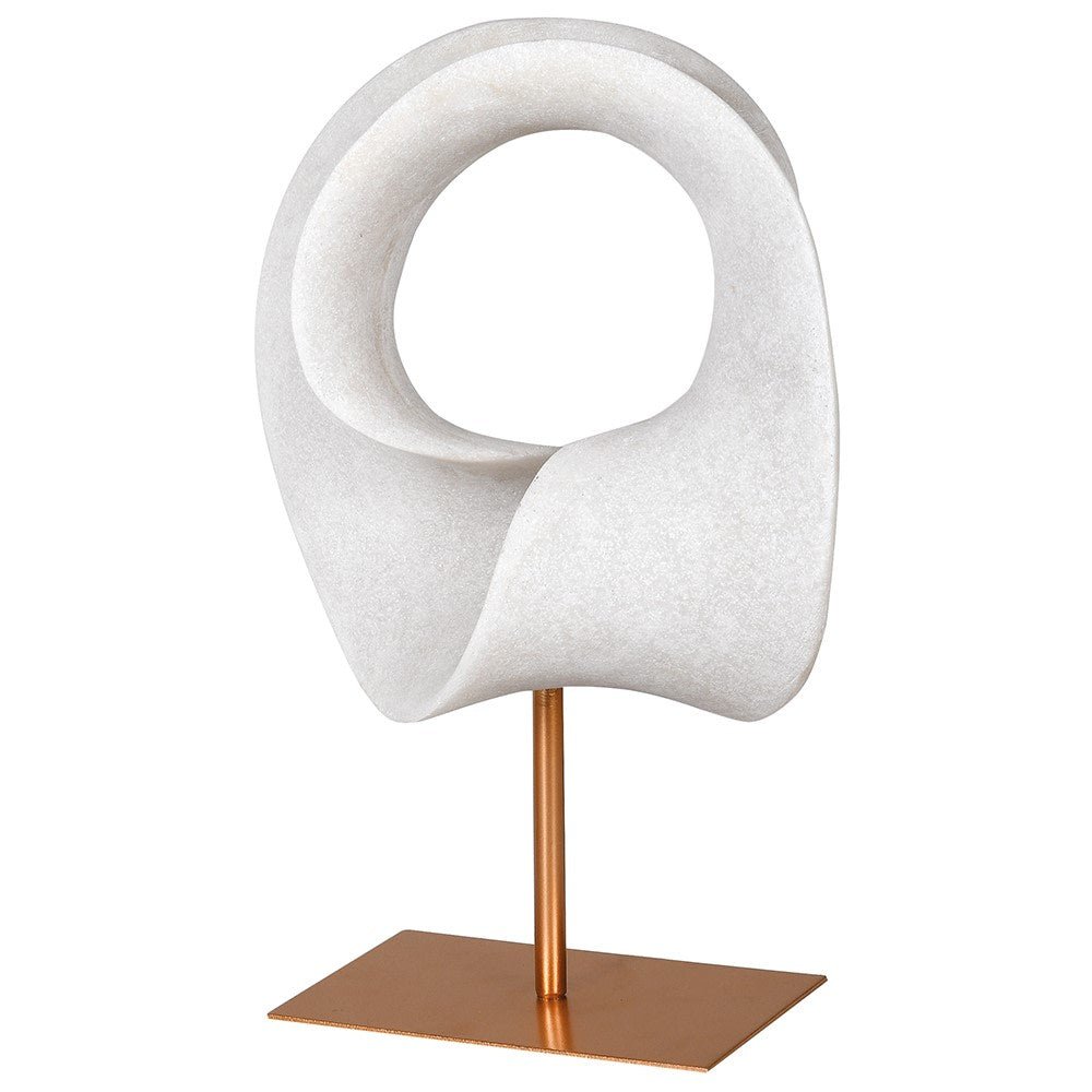 Large White Twisted Hoop Display Mounted on Iron Stand - LUXONAS HOME