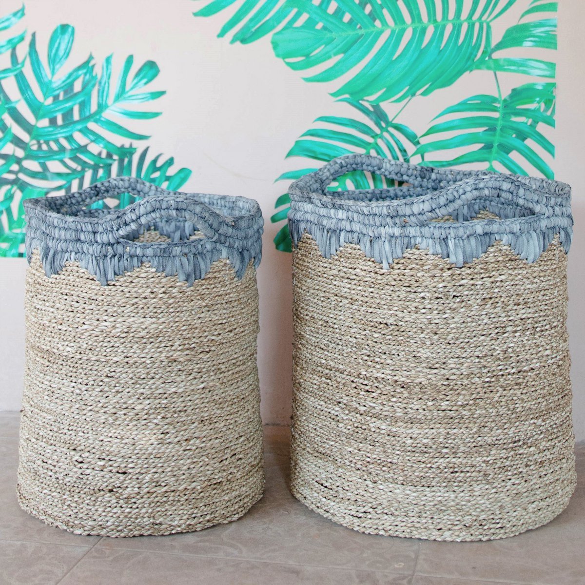 Laundry Basket NIAS | Plant Basket | Large Storage Basket made from Seagrass (2 sizes) - LUXONAS HOME