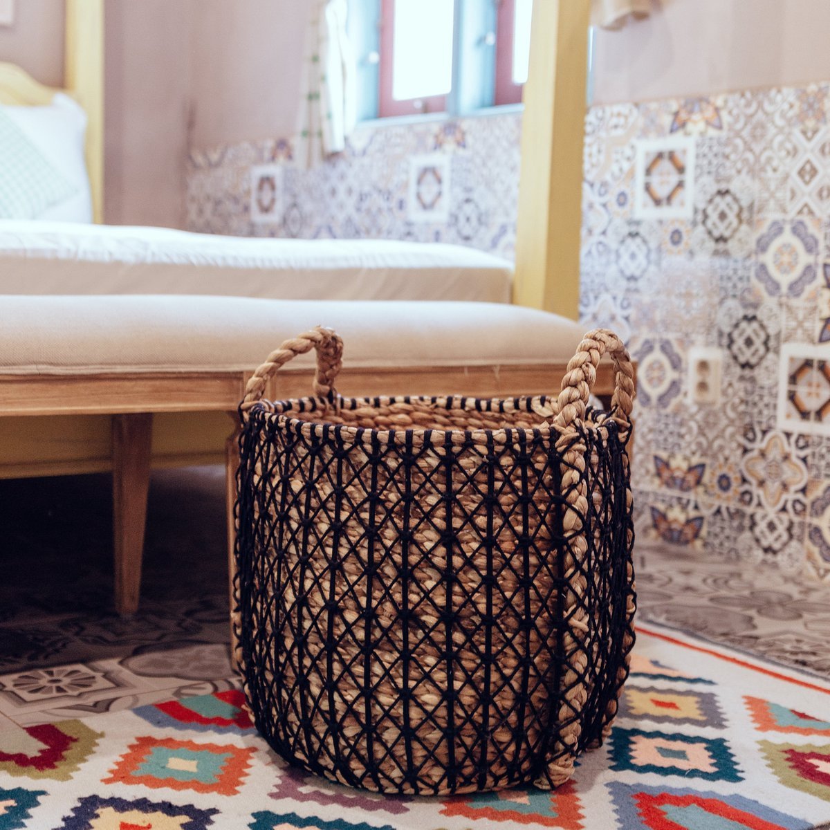 Laundry Basket PRAYA | Plant Basket made from Water Hyacinth - LUXONAS HOME