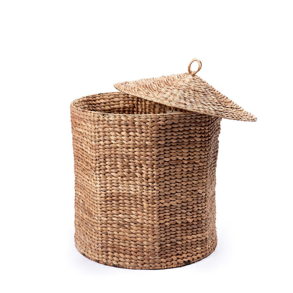 Laundry Basket with Lid GARUT made from Water Hyacinth (3 sizes) - LUXONAS HOME